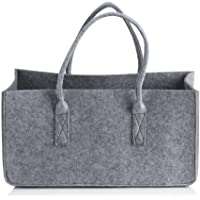 SOONHUA Bolsa de Leña Bolsa de Madera para Leña No Tejida Cesta de La Compra Revistero Cesta Portátil Bolsa de…